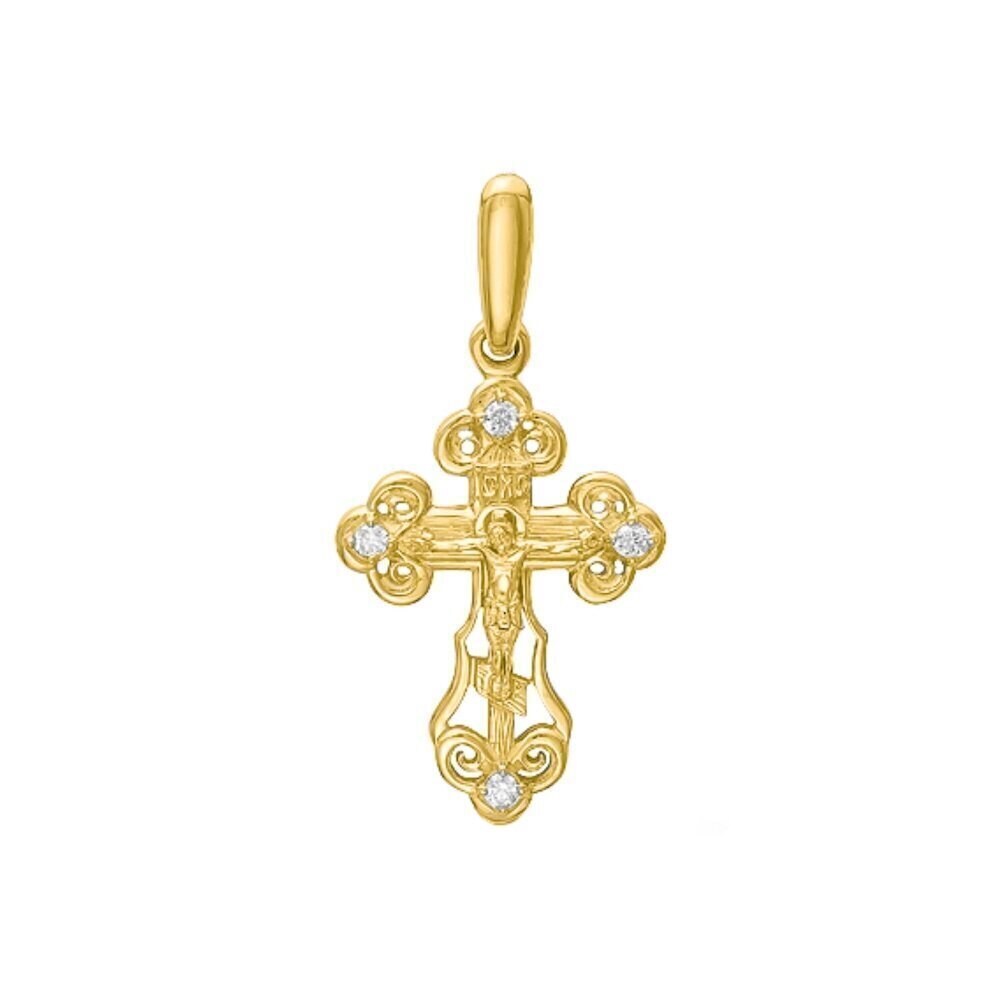 Купить Крест из желтого золота "Спаси и Сохрани" с бриллиантами (41408)