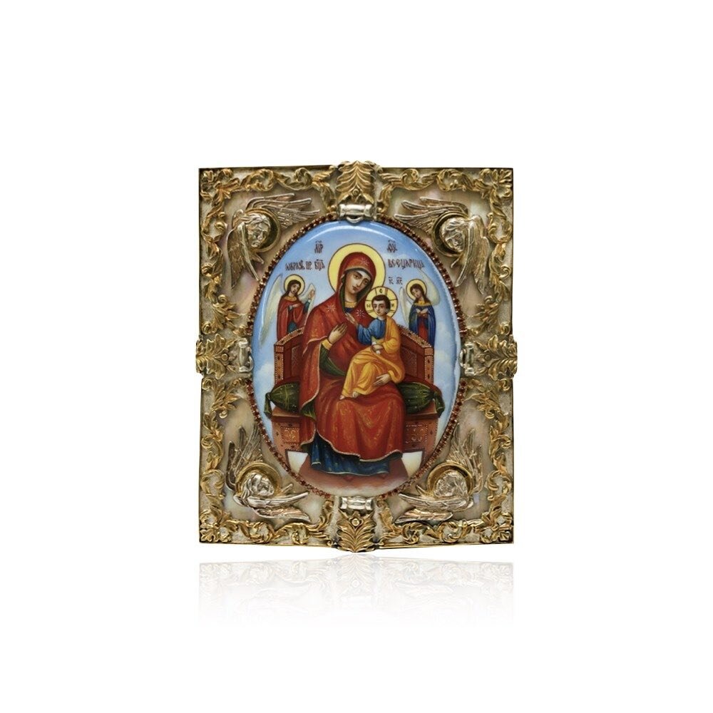 Купить Икона "Божия Матерь Всецарица" эмаль финифть (20599)