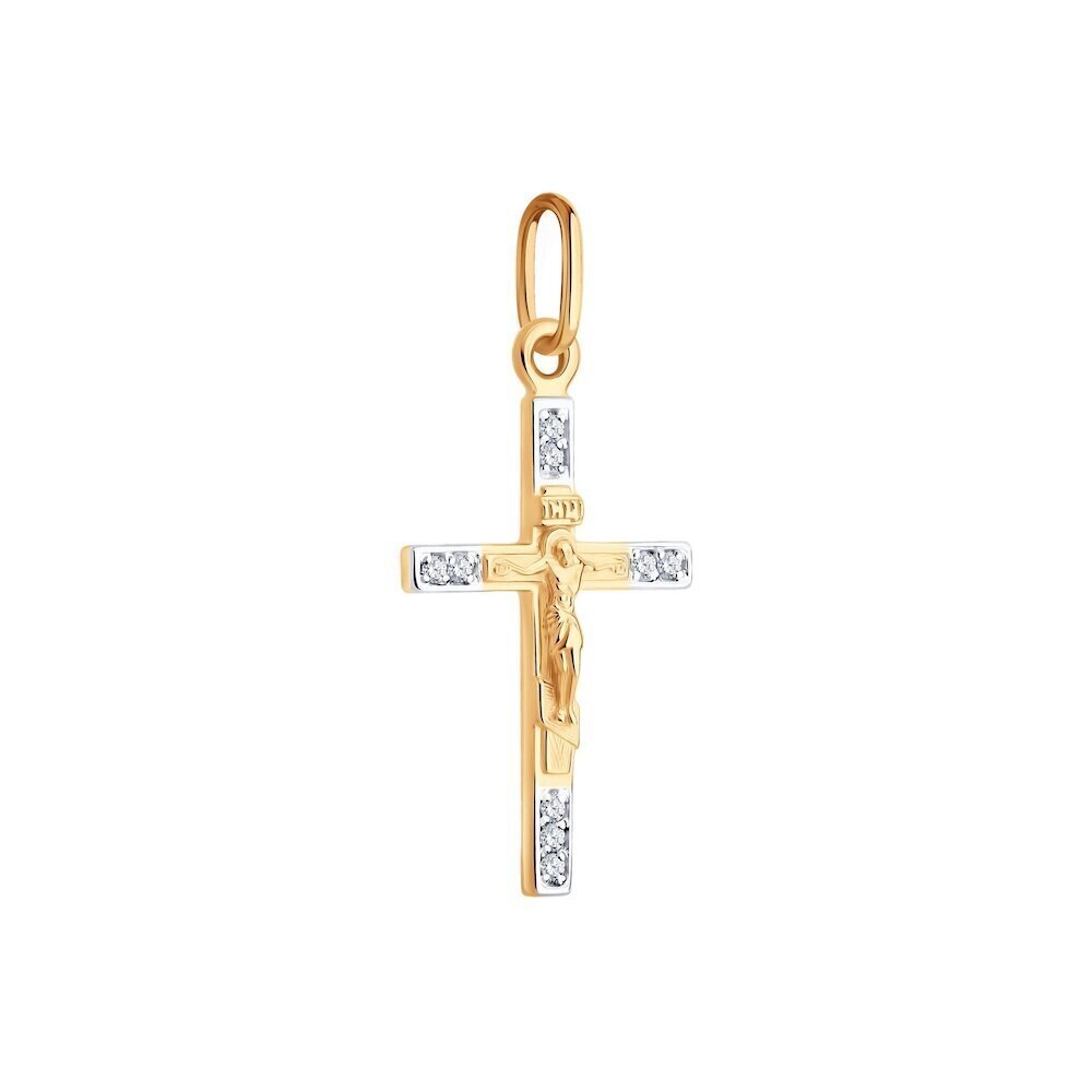 Купить Крест из красного золота "Спаси и Сохрани" с фианитами (41572)