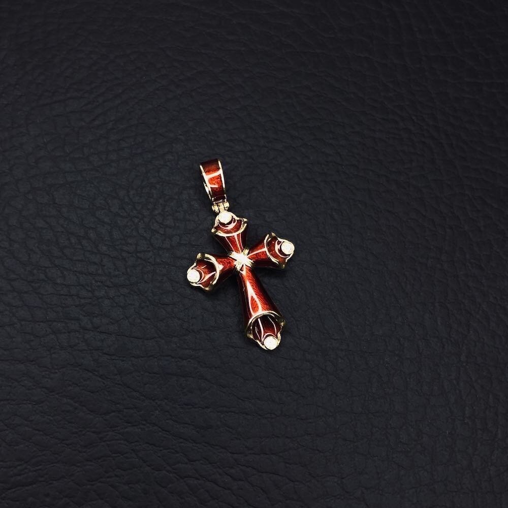 Купить Крест из желтого золота "Спаси и Сохрани" с бриллиантами (41120)