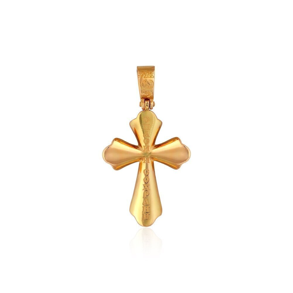 Купить Крест из желтого золота "Спаси и Сохрани" с бриллиантами (41120)
