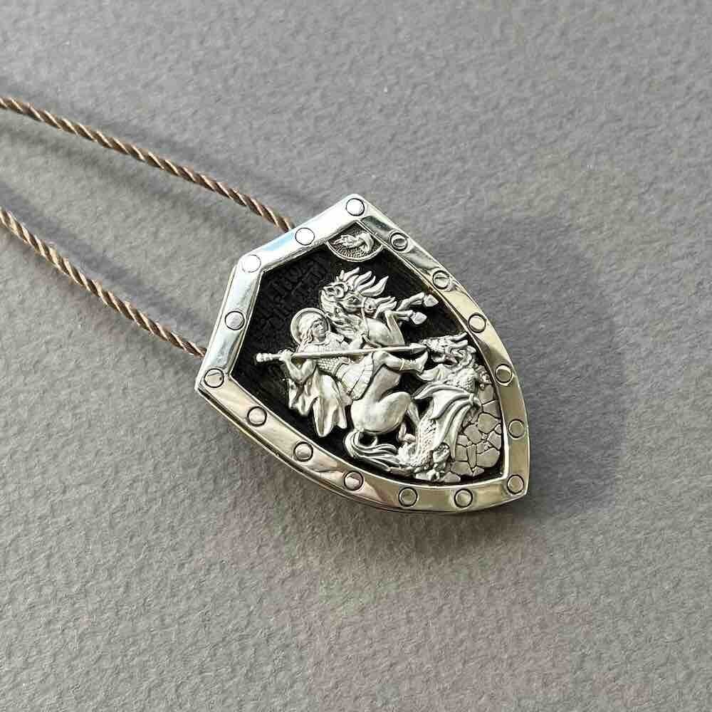 Купить Образ из белого золота "Святой Георгий Победоносец" (51004)